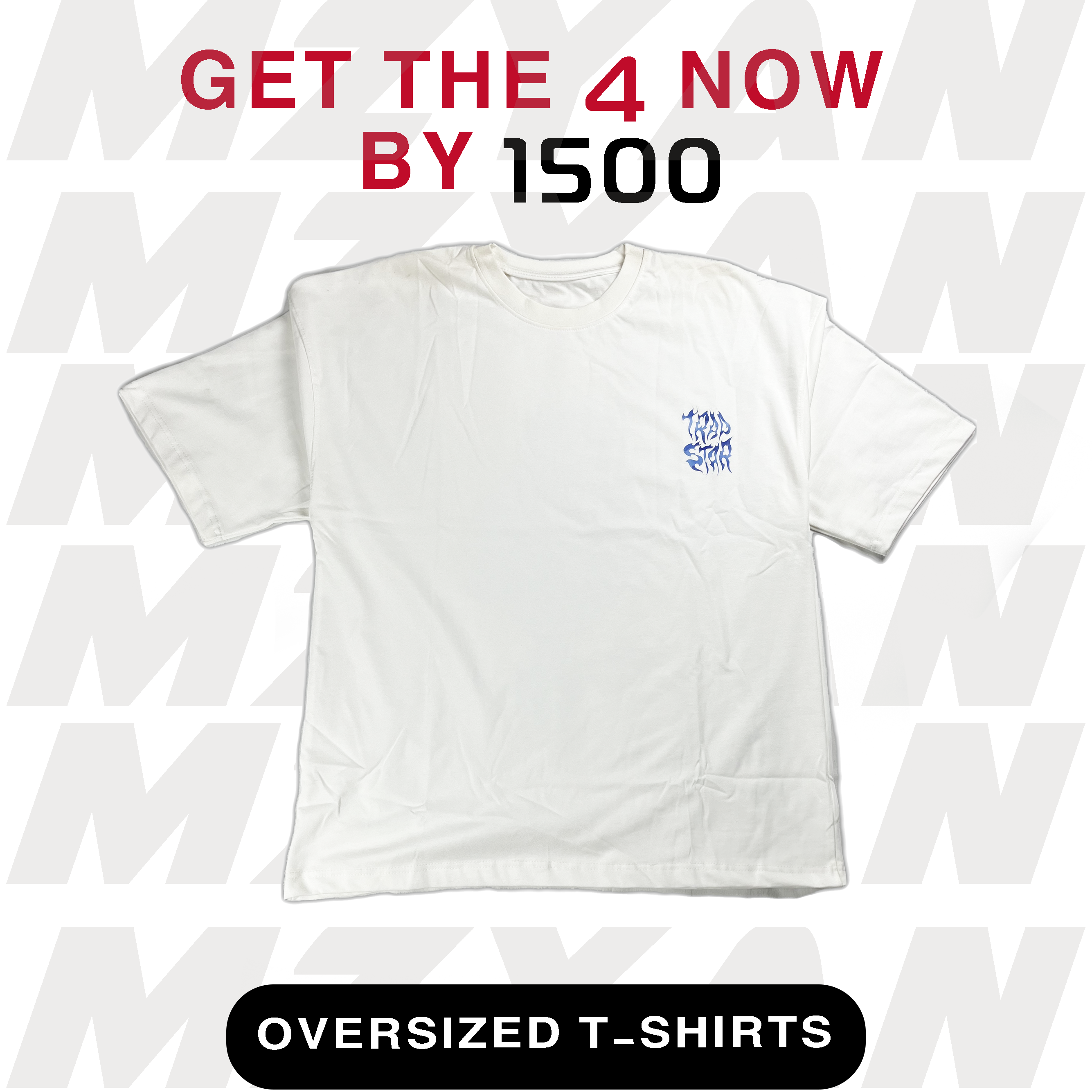 OVERSIZED PRINTED T-SHIRT WHITE FIRE