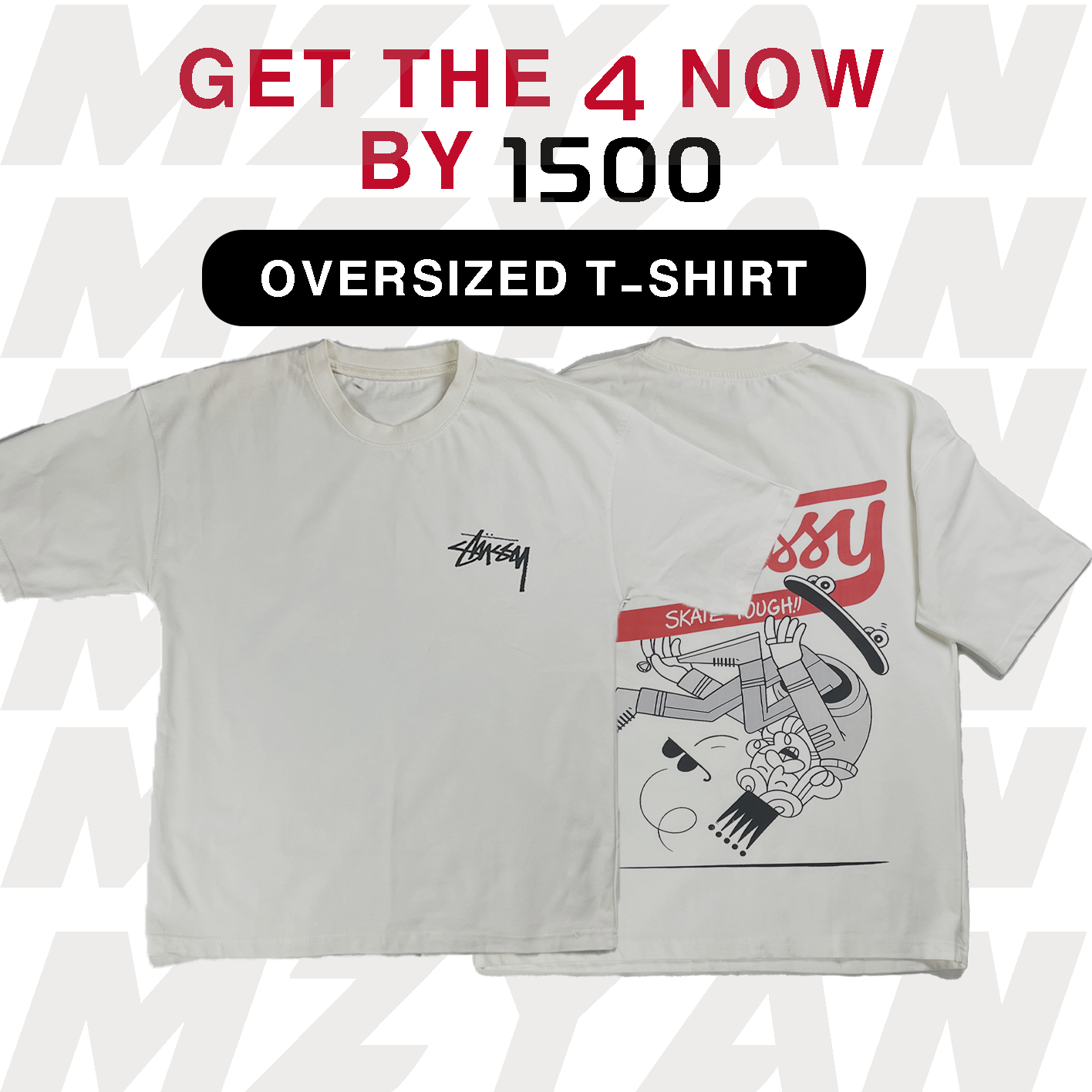 OVERSIZED PRINTED T-SHIRT WHITE STUSSY